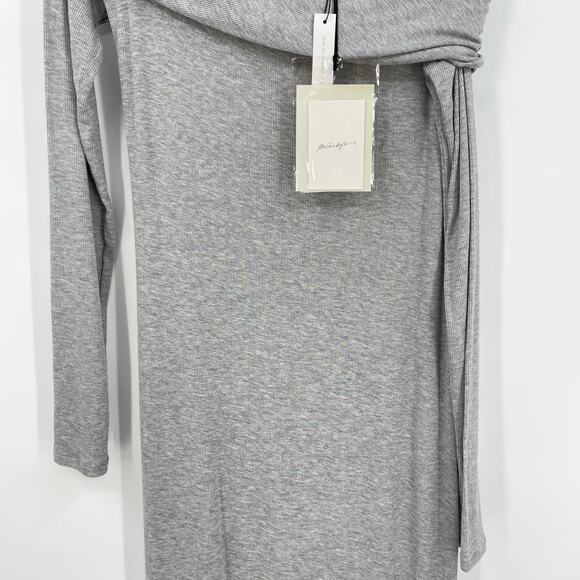 the line by K | NWT Maisie Dress Heather Grey Ribbed Modal Off Shoulder Maxi XL - Picture 8 of 15